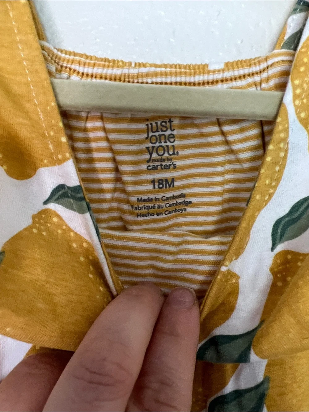 NWT Carters Baby Girls Yellow Lemon Print Ruffle Dress with Bloomers sz 18M